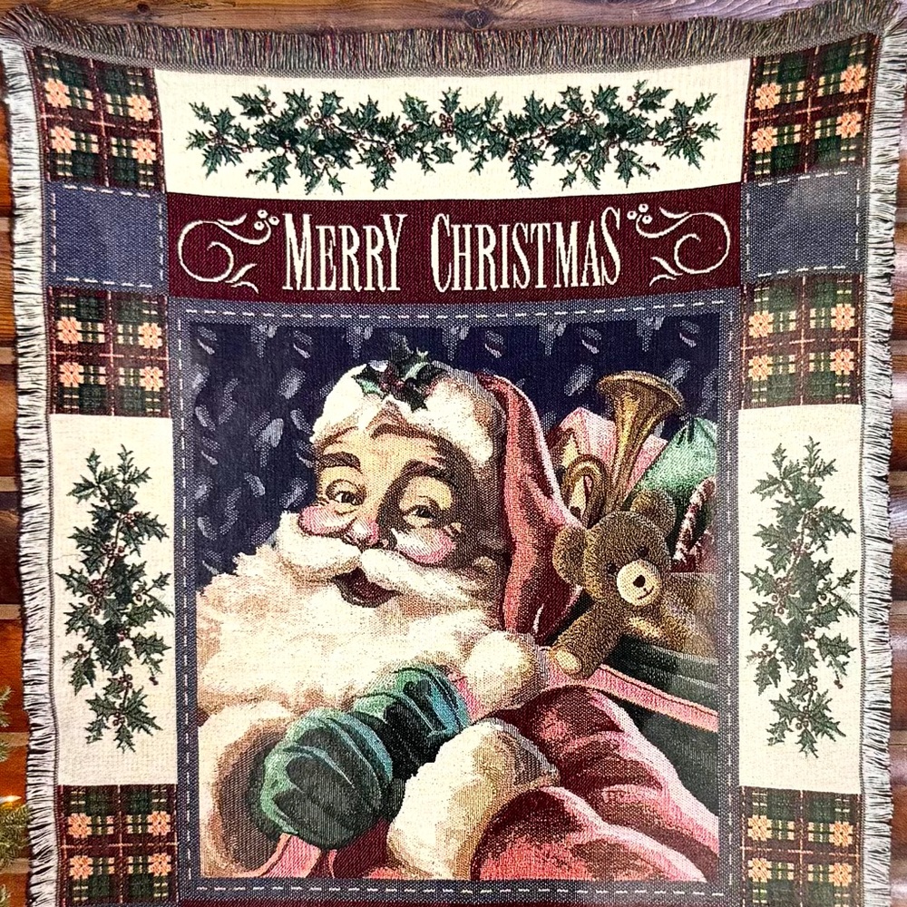 HALLMARK Merry Christmas Santa Tapestry Throw